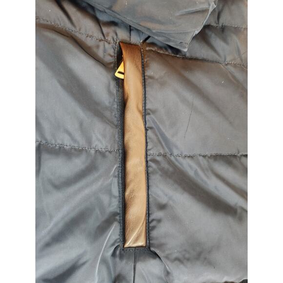 Cole Haan signature down feather puffer coat sz XL faux fur zip front navy brown - Picture 9 of 16